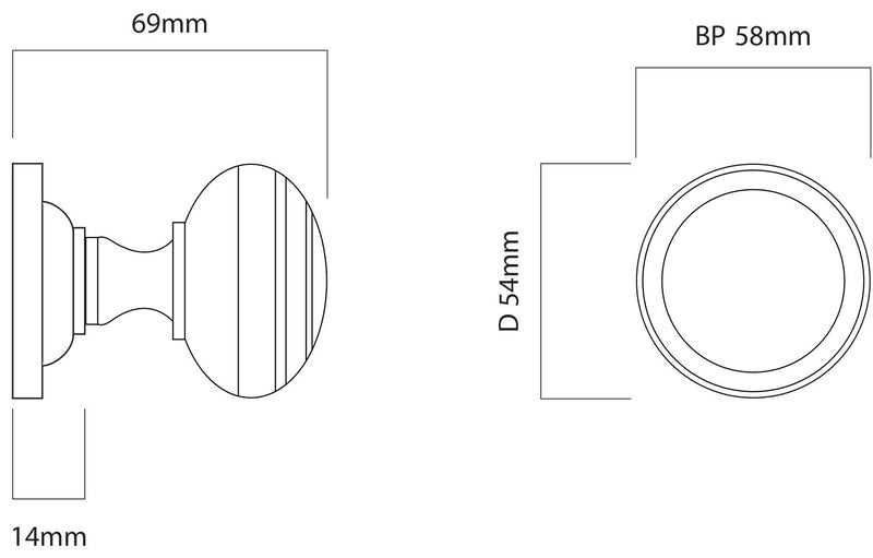 IVER PADDINGTON DOOR KNOB ON ROUND ROSE CONCEALED FIX - CUSTOMISE TO YOUR NEEDS