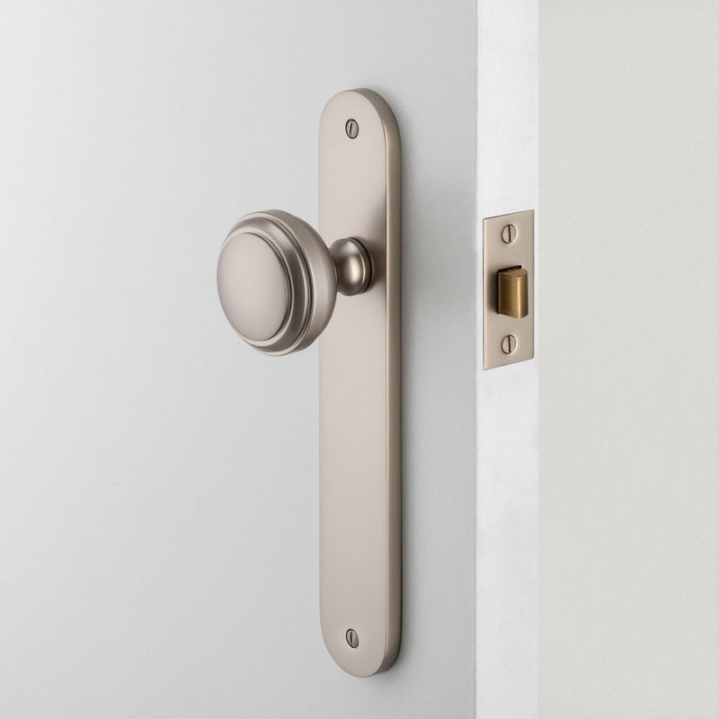 IVER PADDINGTON DOOR KNOB ON OVAL BACKPLATE SATIN NICKEL - CUSTOMISE TO YOUR NEEDS