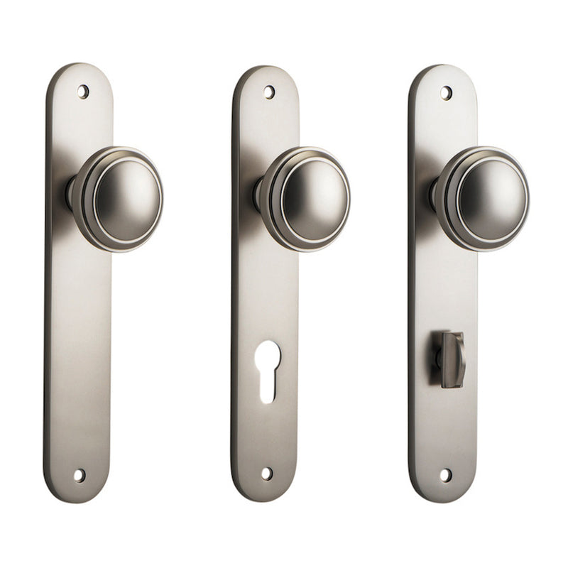 IVER PADDINGTON DOOR KNOB ON OVAL BACKPLATE SATIN NICKEL - CUSTOMISE TO YOUR NEEDS