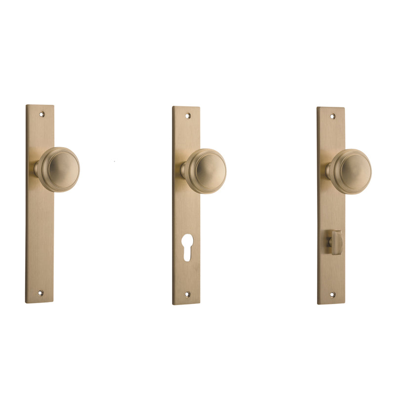IVER PADDINGTON DOOR KNOB ON RECTANGULAR BACKPLATE BRUSHED BRASS - CUSTOMISE TO YOUR NEEDS