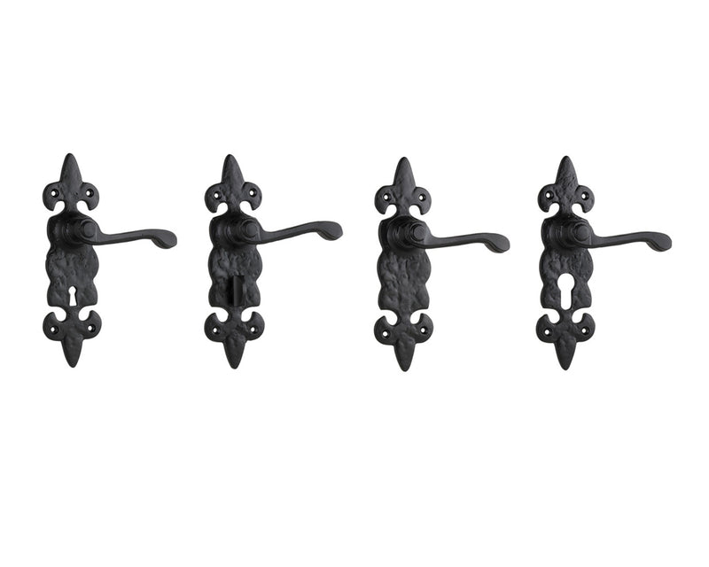 TRADCO STRATFORD LEVER DOOR HANDLE ON BACKPLATE MATT BLACK - CUSTOMISE TO YOUR NEEDS