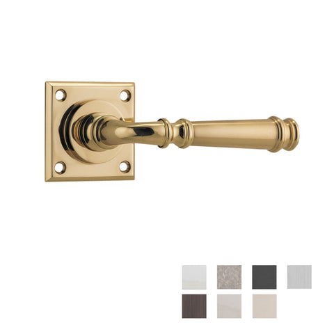 IVER Verona Door Lever Handle On Chamfered Square Backplate | Passage Lever Set Only | 3 Finishes