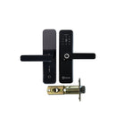 Black electronic door handle with lock mechanism on a white background