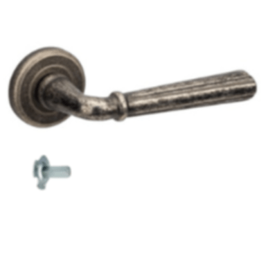Decorative door handle with a screw on a white background