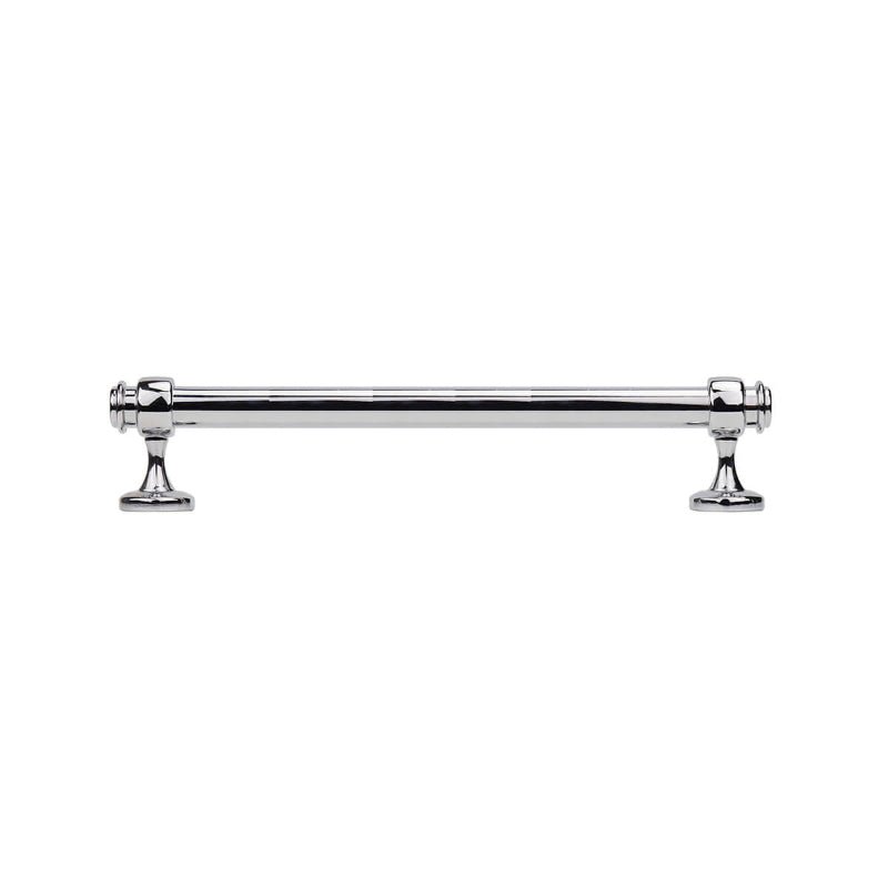 Chrome cabinet handle on a white background