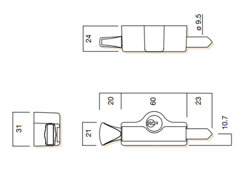 WHITCO W2203317D5 W2203 WINDOW BOLT 5DISC TP Black - primehardware