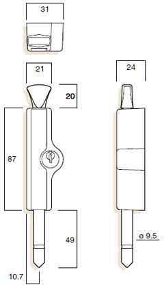 WHITCO W2206111 PATIO BOLT CYL4 DP SHARP SILVER KINETIC PEARL