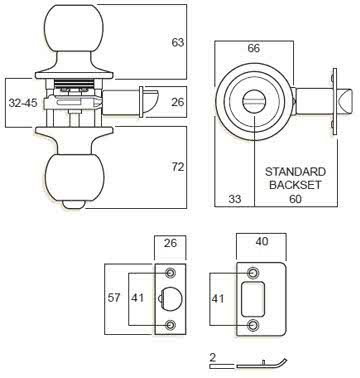 WHITCO W7134045KA ENTRANCE SET BALL TP 5PIN KEYED ALIKE Satin Stainless Steel