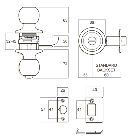 WHITCO W7134275KA ENTRANCE SET BALL TP 5PIN KEYED ALIKE Polished Stainless Steel - primehardware