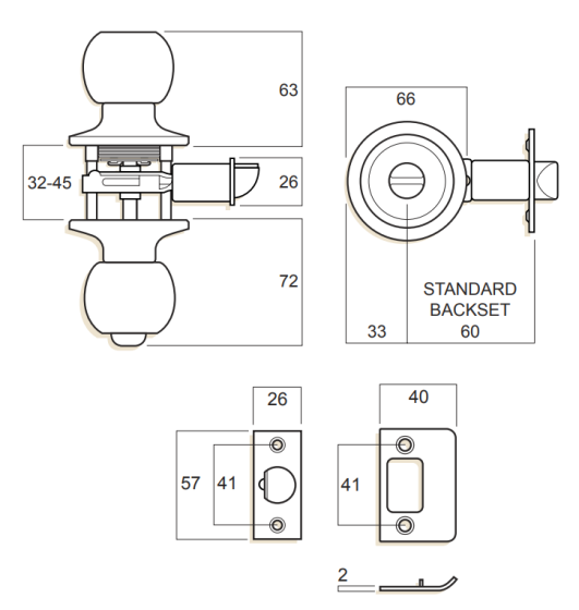 WHITCO W7134275KA ENTRANCE SET BALL TP 5PIN KEYED ALIKE Polished Stainless Steel