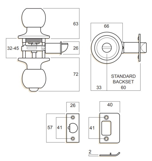 WHITCO W713427NK5KA ENTRANCE SET BALL TP 5PIN KEYED ALIKE (NO KEYS SUPPLIED) Polished Stainless Steel - primehardware