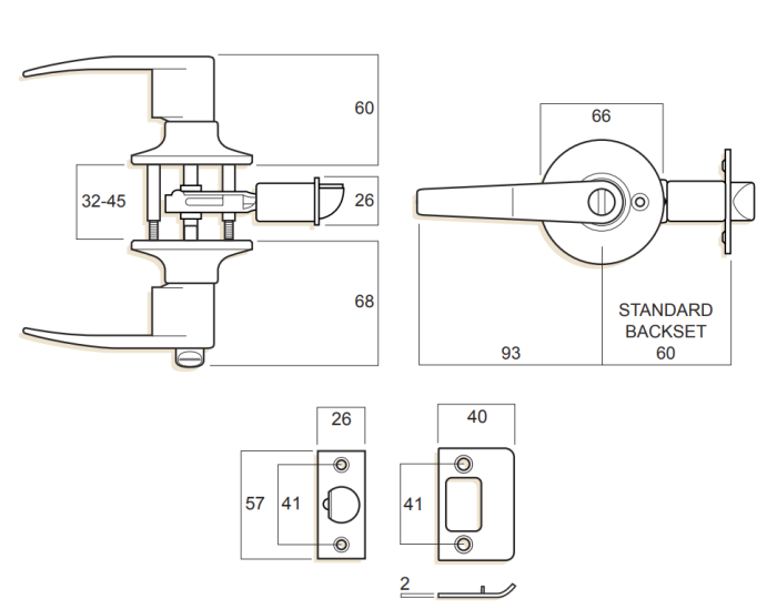 WHITCO W7300055PK ENTRANCE SET BEVEL TP 5PIN PROJECT KEYED Satin Chrome