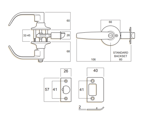 WHITCO W7351085RP ENTRANCE SET BOW TP 5PIN RESTRICTED PROFILE Chrome Plate - primehardware