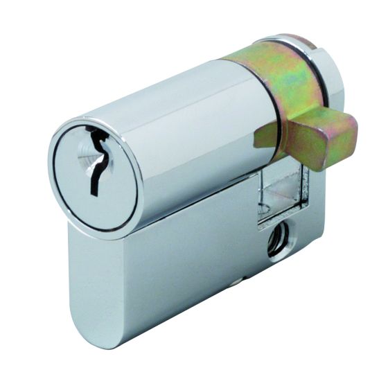 WHITCO W846700 WHITCO EURO SINGLE CYLINDER 45MM LEFT HAND FIXED CAM C4 6 PIN KD Chrome Plate - primehardware