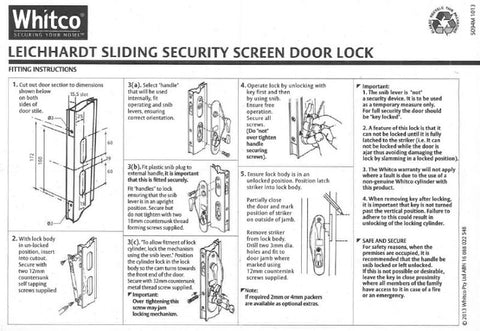 WHITCO W869017 NZ LEICHHARDT STANDARD SLIDING SECURITY DOOR LOCK TP Black - primehardware