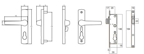 WHITCO W892117 TASMAN MK2 HINGED SECURITY DOOR LOCK NO CYLINDER Black - primehardware