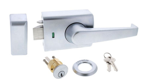 Carbine Alpha CRD - 3L1 , Single cylinder deadlatch, Lever inside, C4 Keyed to Differ , Metal frame strike, Satin Chrome, Boxed - primehardware