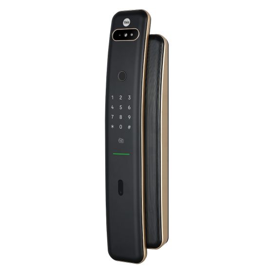 YALE LUNA PRO+ 60MM BACKSET CHAMPAGNE GOLD WITH YALE HOME MODULE CHAMPAGNE GOLD