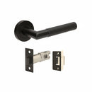 Bronze door handle set with lock and deadbolt on a white background