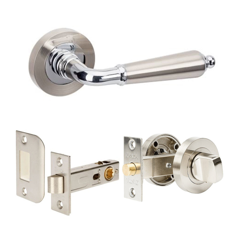 Zanda Oxford Door Lever — Privacy Set 60mm Backset - primehardware