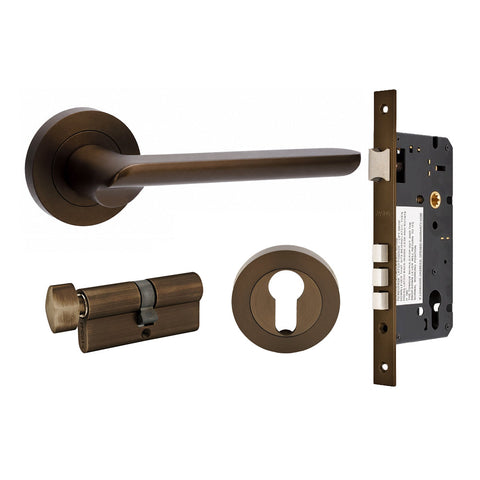 Zanda Regent Door Lever — Entrance Set Cylinder (70mm Key/Turn) - primehardware