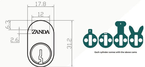 Zanda Oval Cylinder 6 Pin - primehardware