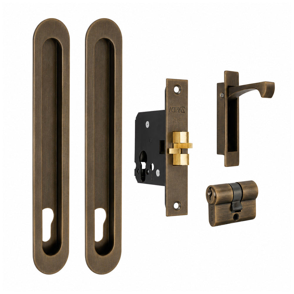 Zanda Duke Oval Sliding Door Euro Lock Kit - primehardware