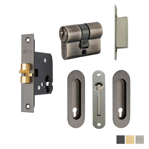 Zanda Oval Style Sliding Door Euro Lock Kit - primehardware