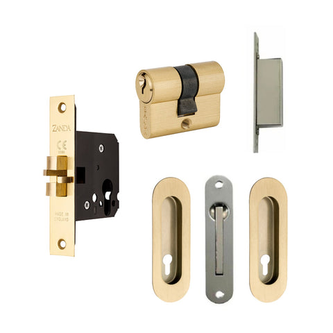 Zanda Oval Style Sliding Door Euro Lock Kit - primehardware