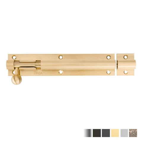 Zanda Satin Brass Barrel Bolt Various Finishes Available - primehardware