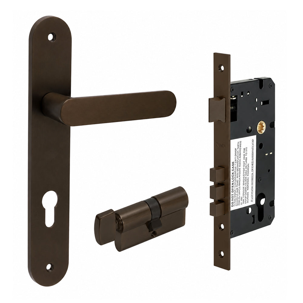 Zanda Duke Lever Longplate Handle — Entrance Set (70mm Key/Turn) - primehardware