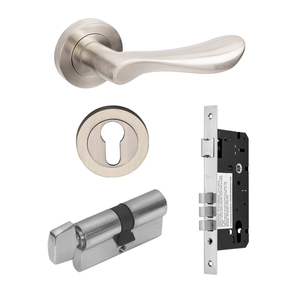 Zanda Juno Door Lever — Entrance Set Cylinder (60mm Key/Turn) - primehardware