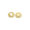 Two gold door locks on a white background
