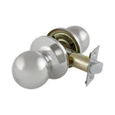 Metal door handle on a white background