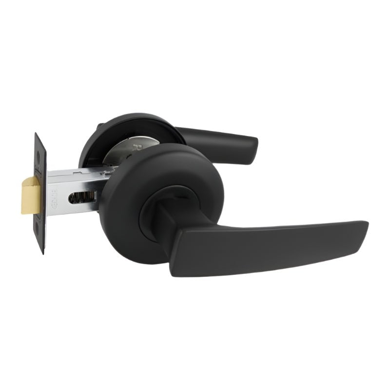 Gainsborough Neue Aurora Lever Passage Set Smooth Round Matte Black 1905AURAMB