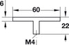 Furniture handle, Urban Aluminium, pull handle, Chrome - plated, matt 60 x 22 mm - primehardware