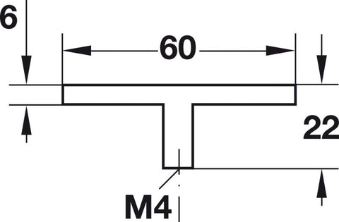 Furniture handle, Urban Aluminium, pull handle, Chrome - plated, matt 60 x 22 mm - primehardware
