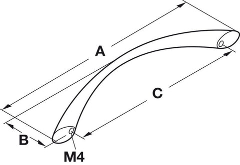 Cabinet Furniture handle, Bow handle, zinc alloy 155 x 30 mm - primehardware