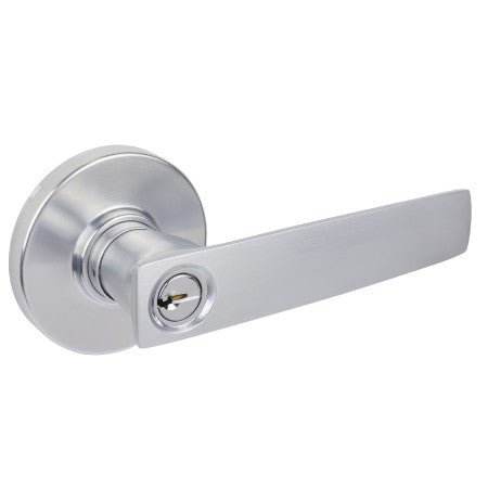 Gainsborough Neue Aurora Entrance Keyed In Lever Set Round Satin Chrome 1940AURBSCS - primehardware
