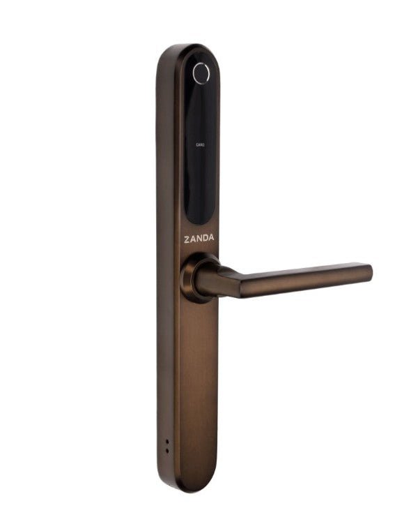 Zanda electronic door handle on a white background