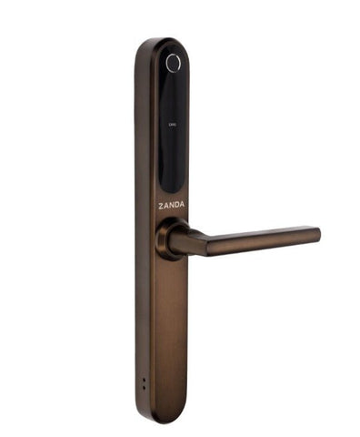 Zanda electronic door handle on a white background