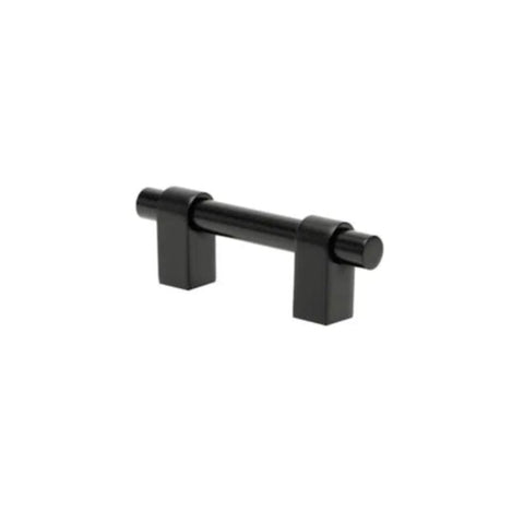 Black cabinet handle on a white background