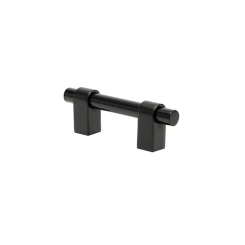 Black cabinet handle on a white background