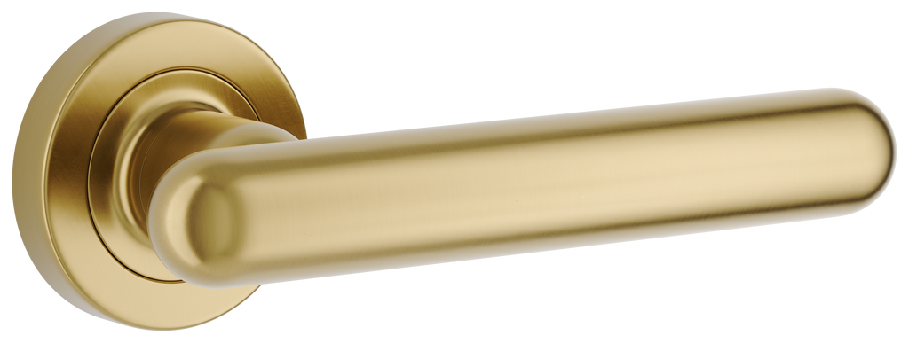 Iver Puerto Door Lever on Round Rose | Lever Set Only | 5 Finishes - Brushed Gold PVD