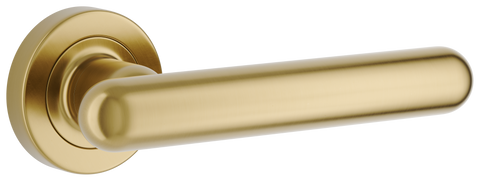 Iver Puerto Door Lever on Round Rose | Lever Set Only | 5 Finishes - Brushed Gold PVD
