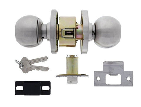 Carbine Epsom 3000 Cylindrical Entrance set, 60mm backset, C4 Keyed to Differ, Display Pack, Satin Stainless Steel - primehardware