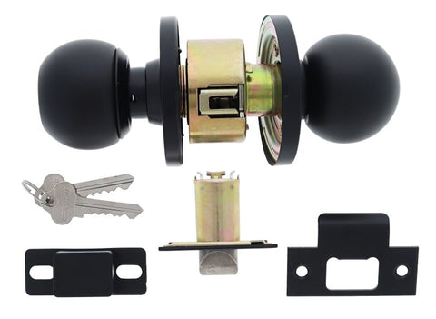 Carbine Epsom 3000 Cylindrical Vestibule set, 60mm backset, C4 Keyed to Differ, Boxed, Matte Black - primehardware