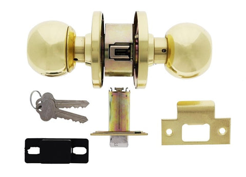 Carbine Epsom 3000 Cylindrical Vestibule set, 60mm backset, C4 Keyed to Differ, Boxed, Polished Brass - primehardware