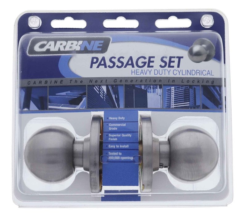Carbine Epsom 3000 Cylindrical Passage set, 70mm backset,  , Display Pack, Satin Stainless Steel