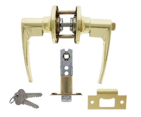 Carbine Kingston SL7000 Tiebolt Standard Entrance Lever set, C4 Keyed to Differ, Boxed, Polished Brass - primehardware